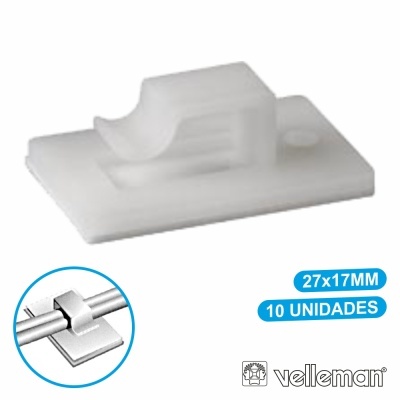 Base plástica branca para cabos 27x17MM 10 unidades Velleman
