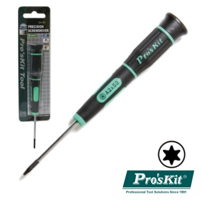 Pequena chave de fendas de precisão Pro'sKit com cabo preto e verde água