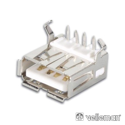 Conector USB tipo A fêmea metálico com cinco pinos