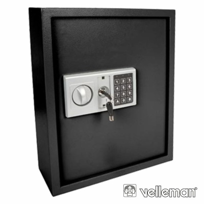 Cofre de segurança preto com fechadura eletrónica e teclado numérico