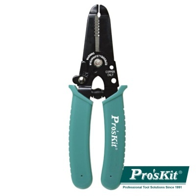 Alicate descarnador Pro'sKit com punhos verdes e ponta preta