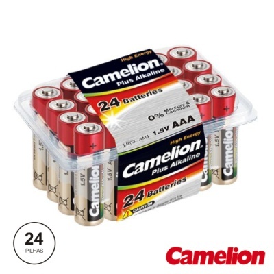 Pack de 24 pilhas AAA Camelion Plus Alkaline em embalagem plástica