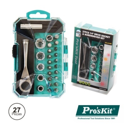 Conjunto de ferramentas Pro'sKit com 27 peças em estojo plástico transparente