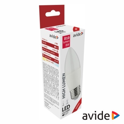 Caixa de lâmpada LED avide 810 lumen 8W formato vela