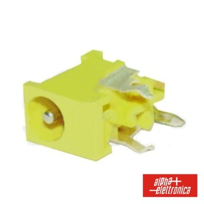 Conector de alimentação jack amarelo com contactos metálicos