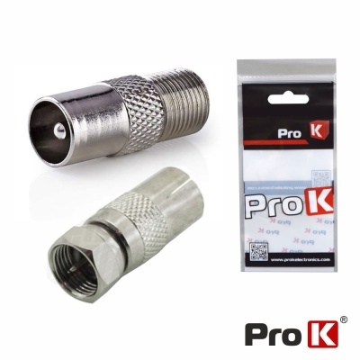 Adaptadores coaxiais metálicos prateados com embalagem Pro K