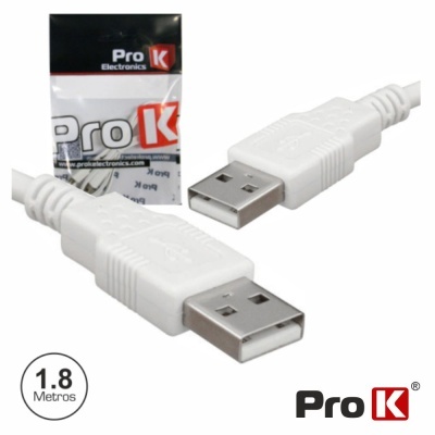Cabo USB branco com conectores macho USB tipo A, embalagem Pro K