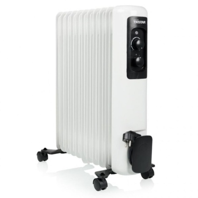 Aquecedor de ambiente branco Tristar com rodízios e painel de controlo