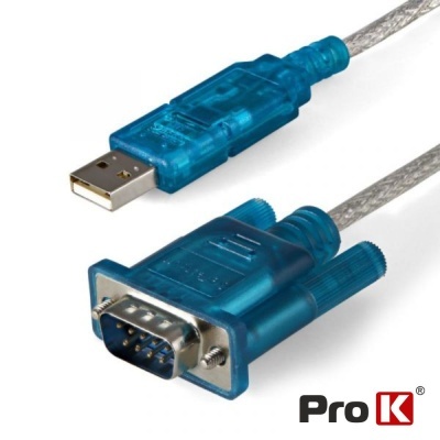 Cabo adaptador USB para DB9 azul translúcido com logótipo ProK