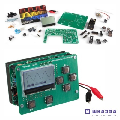 Kit de osciloscópio educativo Velleman EDU08 com placa verde e componentes eletrónicos