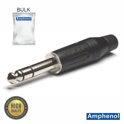 Conector de áudio Amphenol preto com ponta metálica
