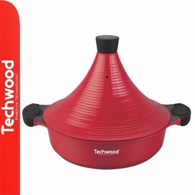 Tajine vermelho Techwood com tampa cónica e pegas pretas