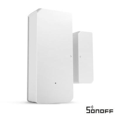 Sensor de porta/janela branco Sonoff em fundo branco