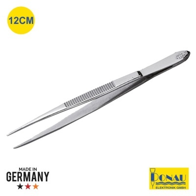 Pinça metálica prateada de 12 cm com ranhuras para aderência