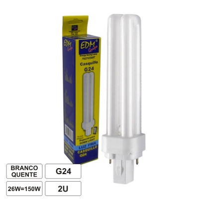 Lâmpada fluorescente compacta branca quente EDM G24 com embalagem