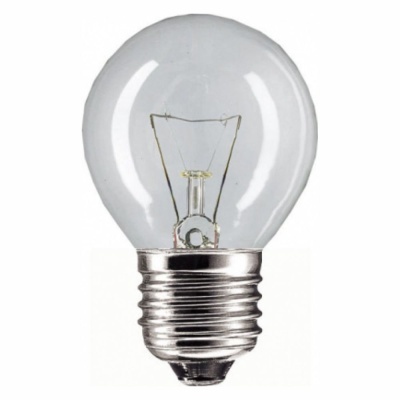 Lâmpada incandescente transparente com base metálica de rosca