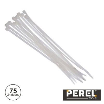 Abraçadeiras de plástico brancas PEREL conjunto 75 unidades