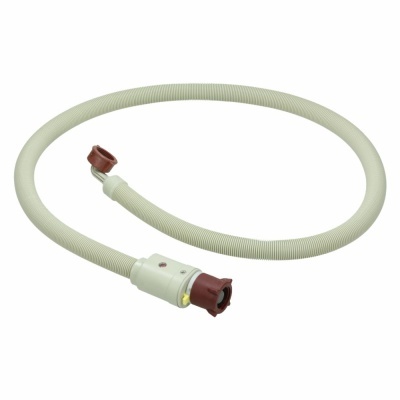 Mangueira flexível cinza claro com conectores castanhos nas extremidades