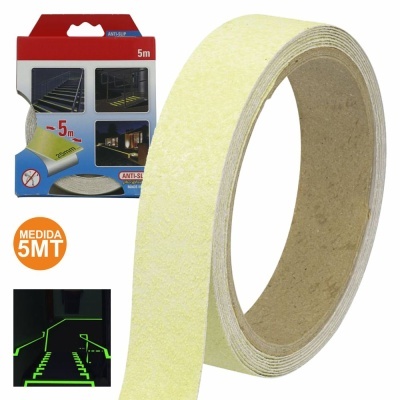 Rolo de fita antiderrapante amarela de 5 metros com embalagem e selo MEDIDA 5MT