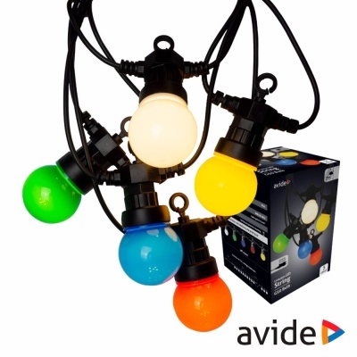 Conjunto de luzes coloridas em forma de lâmpadas com embalagem Avide