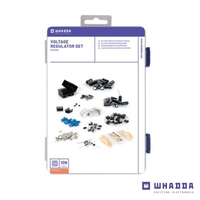Conjunto de reguladores de voltagem WHADDA com vários componentes eletrónicos