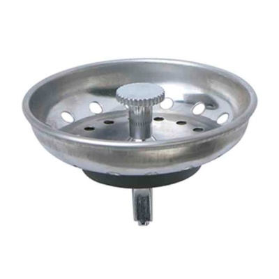 Filtro de pia metálico prateado para cozinha com orifícios de drenagem