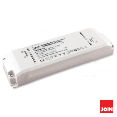 Transformador elétrico branco JOIN KL868-36 com especificações técnicas impressas