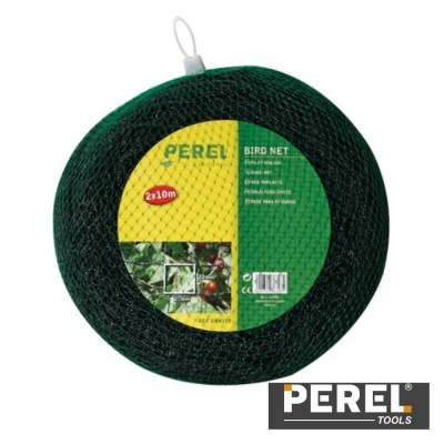 Rede para aves preta Perel Bird Net com etiqueta verde e amarela
