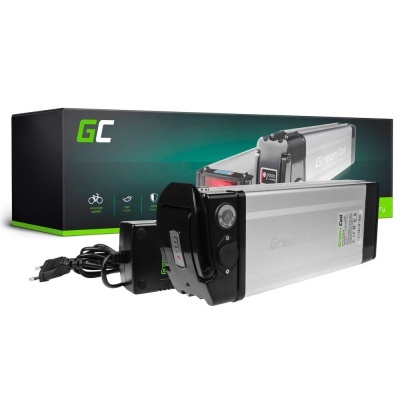 Bateria para bicicleta elétrica Green Cell prateada e preta com embalagem