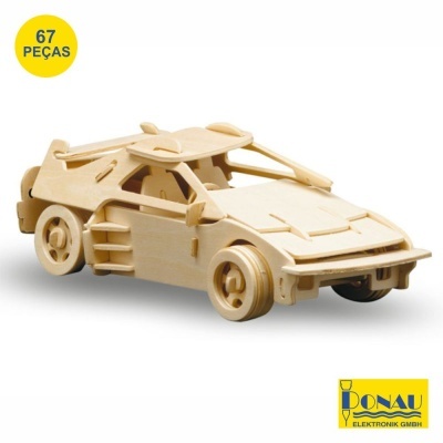 Modelo de carro em madeira com 67 peças e logótipo Donau