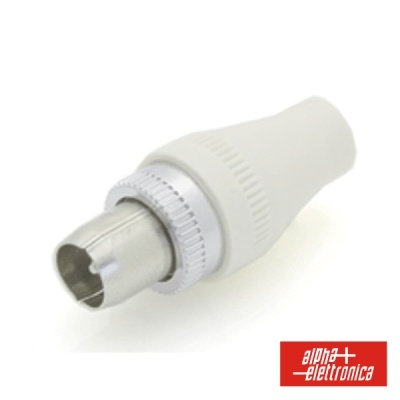 Conector coaxial metálico com revestimento plástico branco