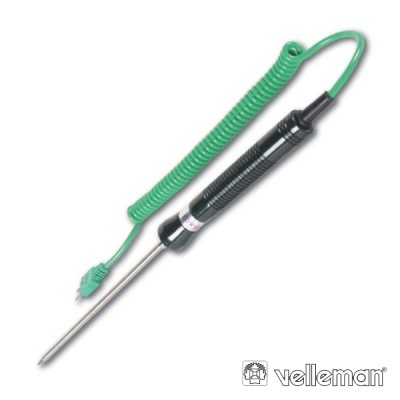 Sonda de temperatura com cabo verde e preto e ponta metálica