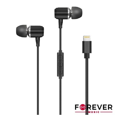 Auriculares intra-auriculares pretos com cabo e controlo remoto