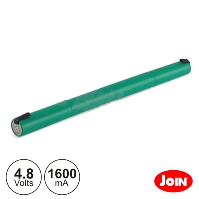 Cartucho ou bateria cilíndrica verde com extremidades pretas e prateadas