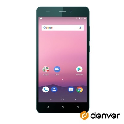 Smartphone com ecrã rosa e roxo e ícones de aplicações