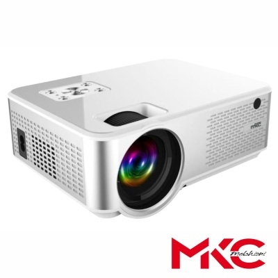 Projeto branco MKC multimedia com lente frontal grande e botão no topo