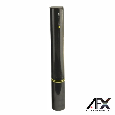 Tubo preto cilíndrico com tampa e faixa amarela