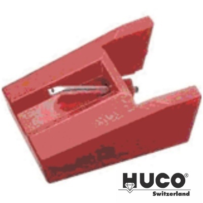 Produto de metal vermelho com alavanca e logótipo HUCO Switzerland