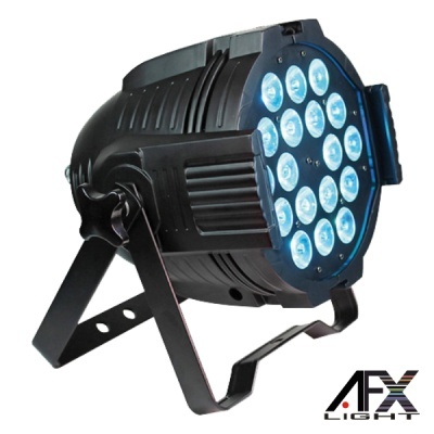 Projetor de luz LED preta com 18 LEDs azuis circular e suporte ajustável.