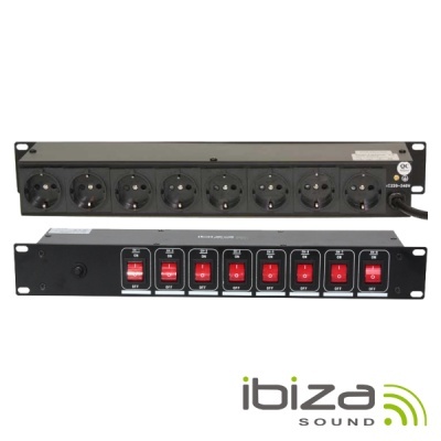 Filtro de linha Ibiza Sound com 8 tomadas e interruptores