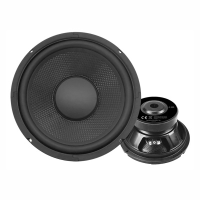 Par de altifalantes circulares pretos com cone texturizado