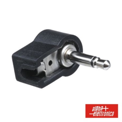 Conector áudio 3,5 mm preto com pino metálico prateado