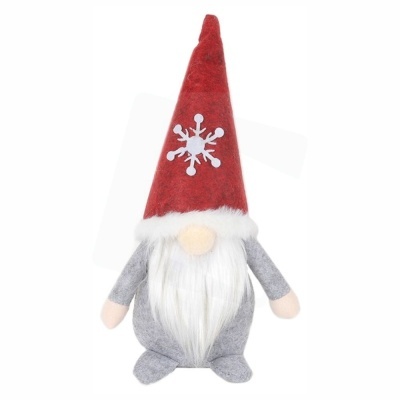 Figura decorativa de gnomo com chapéu vermelho e floco de neve
