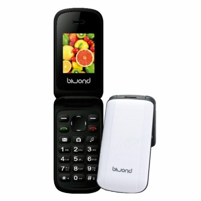Telefone móvel flip Blubond preto e branco com ecrã colorido e teclado numérico grande