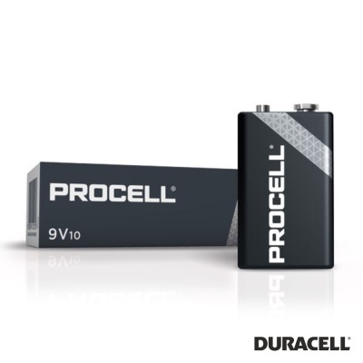 Bateria Duracell Procell 9V com embalagem preta e detalhes prateados