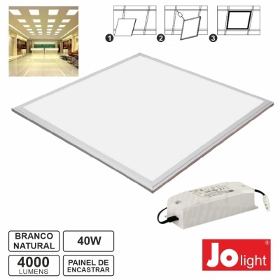 Painel LED quadrado branco natural Jo light 40W embutido