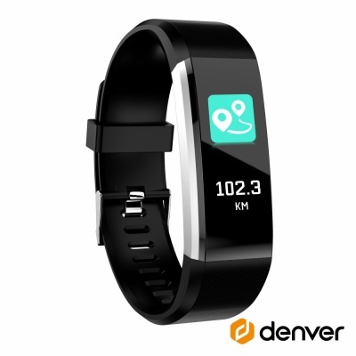 Relógio inteligente de fitness com ecrã digital em bracelete preta