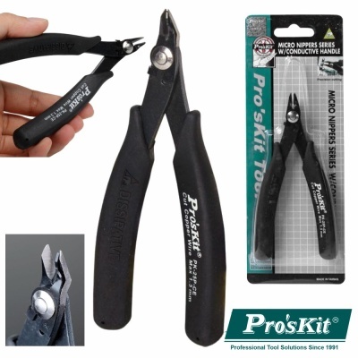 Alicate de corte Pro'sKit Micro Nippers preto com embalagem