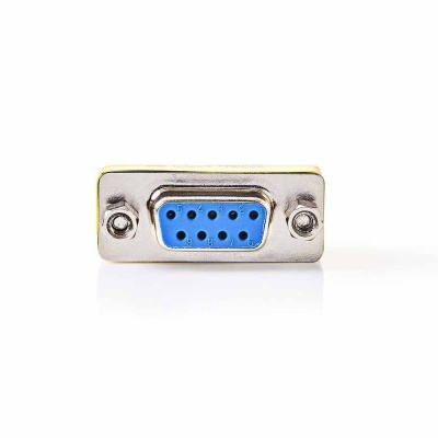 Conector DB9 fêmea azul e prateado