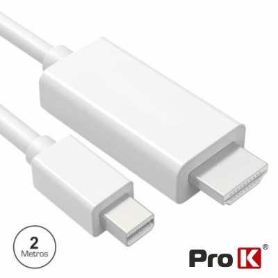 Cabo branco Mini DisplayPort para HDMI de 2 metros ProK